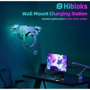HiBloks RGB Wall Mount Charging Station for Meta/Oculus Quest 2